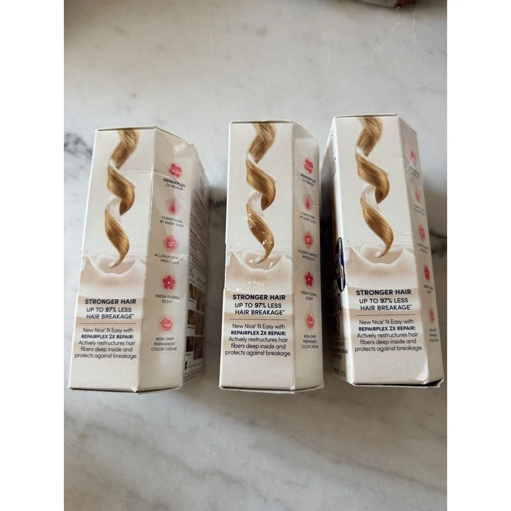 3 BOXES Clairol Nice'n Easy Permanent Hair Color 8G Medium Golden Blonde